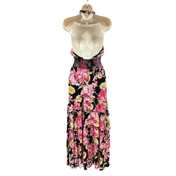 Free People Black in Full Bloom halter maxi dress NWOT Size Small - Picture 6 of 9